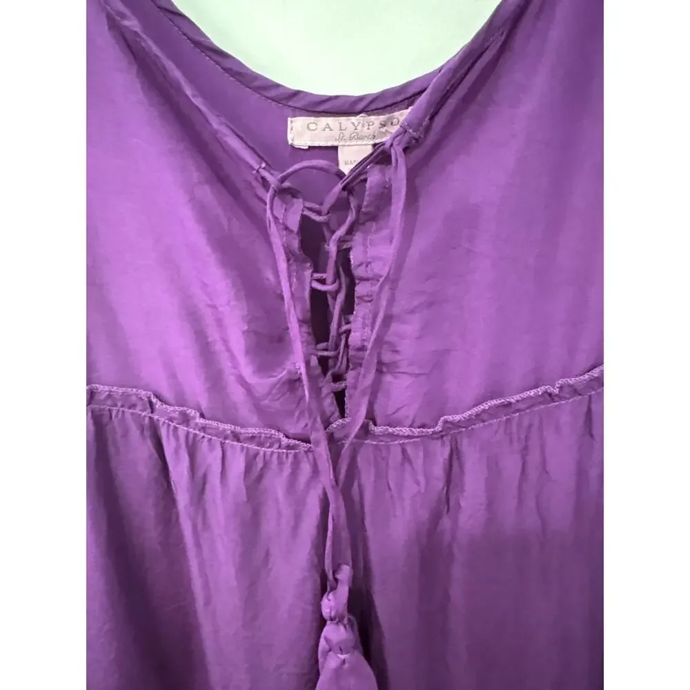 Calypso St Barth Silk Tank Maxi Dress Purple Size XS